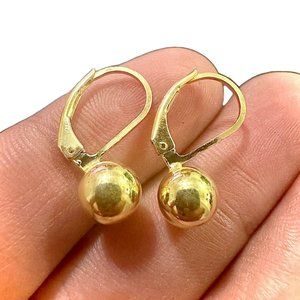 925 Sterling Silver Leverback Ball Earrings Gold Plated
